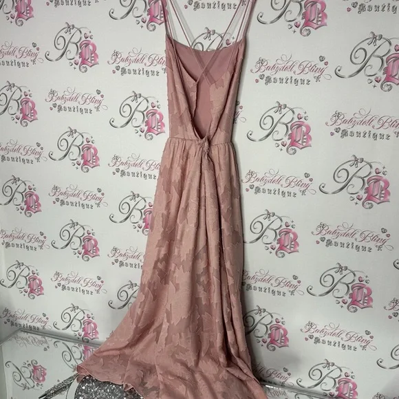 Dress open cross cross back flowers Elegant Pink Maxi Dress - Picture 2 of 7